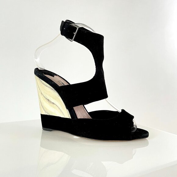 Attention Collectors!! Miu Miu Black Suede and Wooden Wedge...